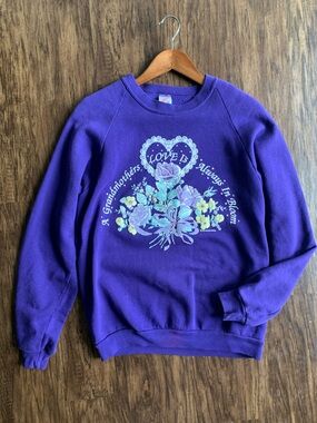 Jerzees 90s Grandma Sweatshirt with Pastel Floral Heart Graphic